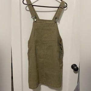 Olive Green corduroy overall jumper dress